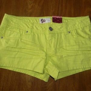 SO Juniors Size 5 Wild Lime Denim Shorts NWT